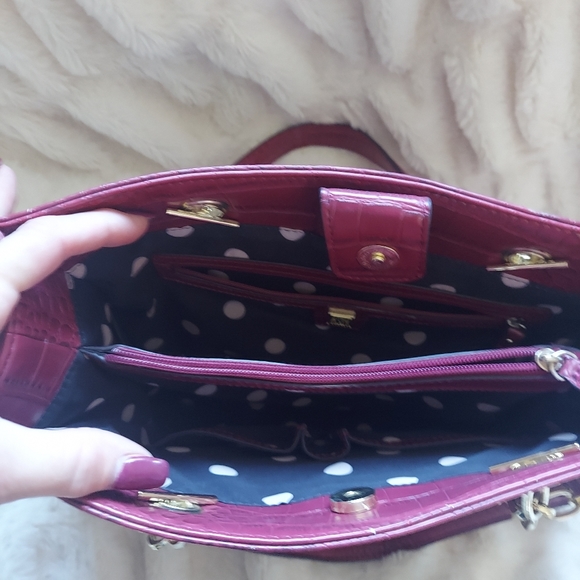 NWOT Anne Klein Red Leather Alligator Inspired Purse - Picture 4 of 6